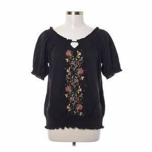RxB Blouse XL Embroidered Peasant Smocked Off Shoulder‎ Floral Boho Festival Top